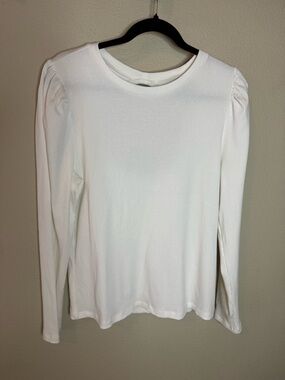 GAP White Ribbed Long Sleeve Open Back Top XL